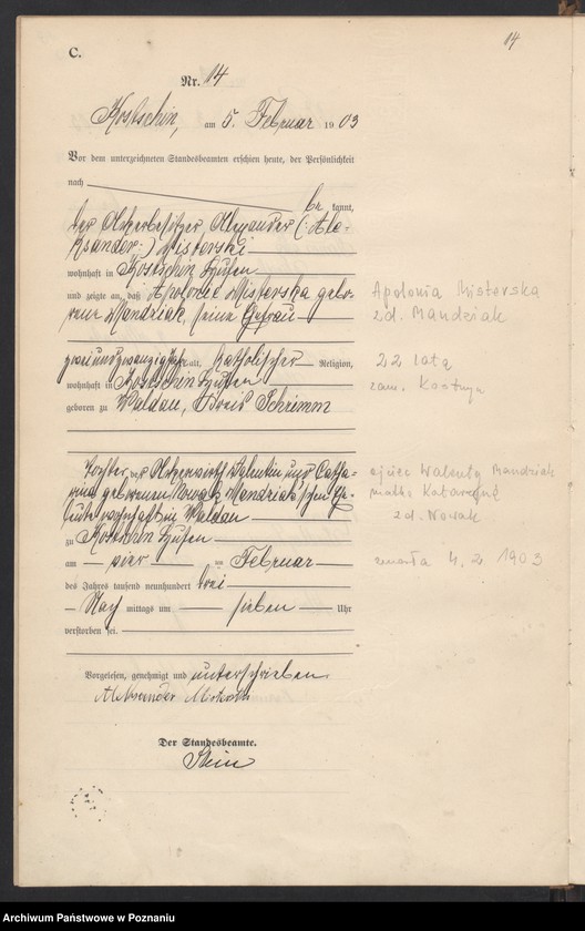 Obraz 17 z jednostki "Sterbe-Haupt-Register"