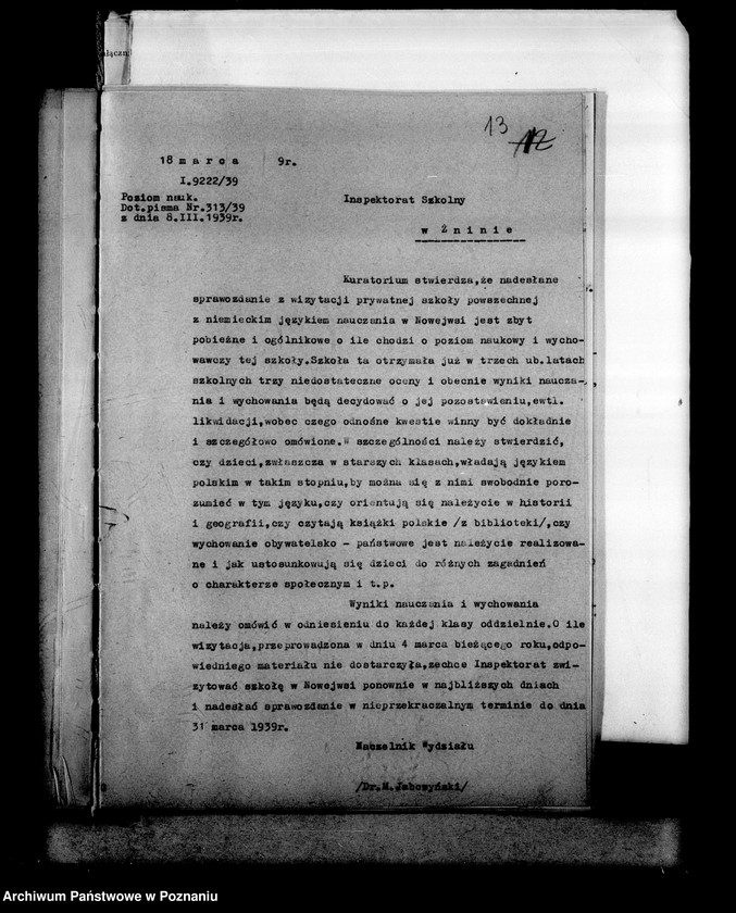 Obraz 16 z jednostki "Prywatna Szkoła Powszechna z niemieckim językiem nauczania w Nowejwsi powiat Żnin"