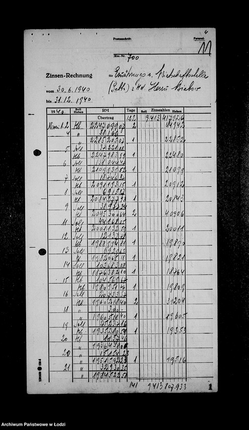 Obraz 15 z jednostki "Bankkonto nr 700"