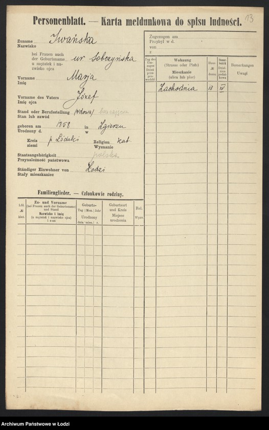 Obraz 15 z jednostki "[Spis ludności Łodzi] Iwanowicz - Izydorowicz"