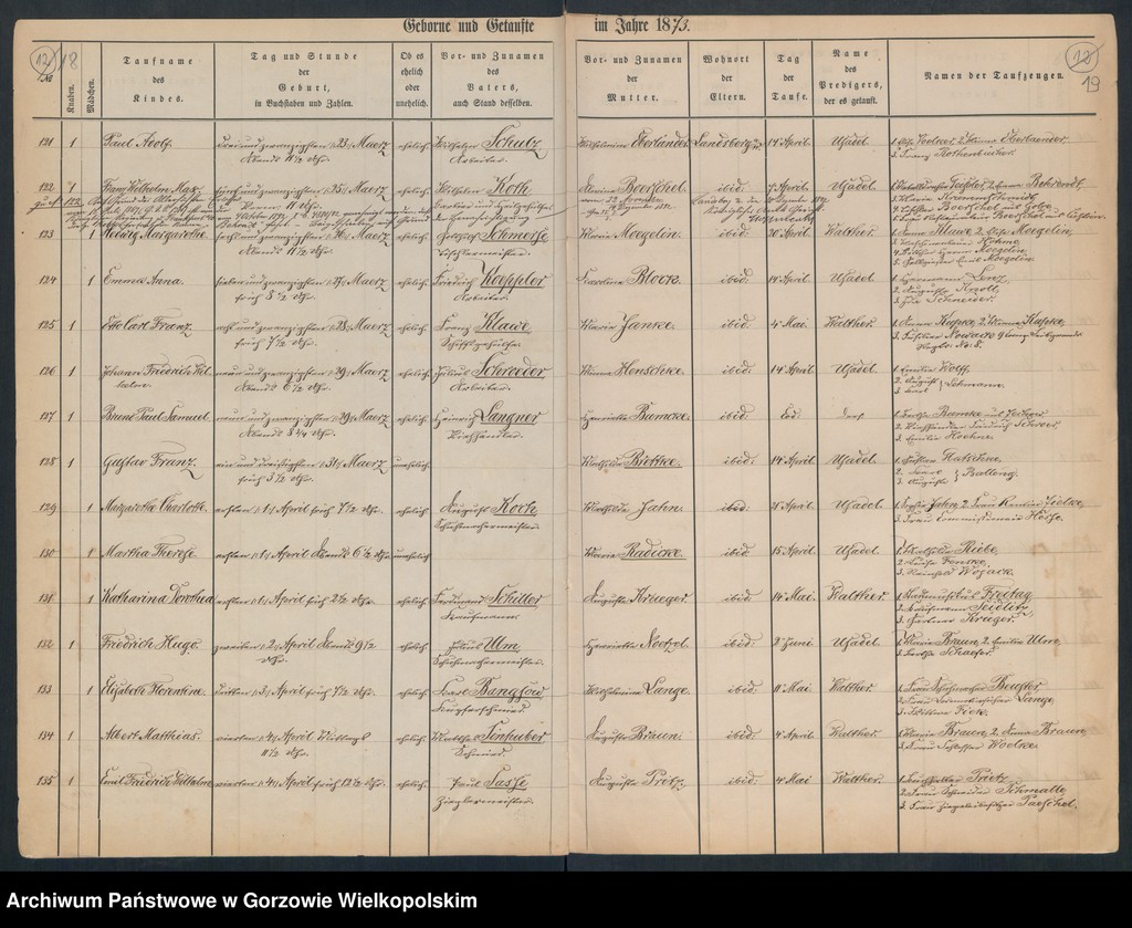 image.from.unit.number "Duplikate der Hauptkirche zu Landsberg an der Warthe (zawiera także Concordien, Reformirte und Militair Kirchen Gemeinde dotyczące zgonów w 1873 r.)"