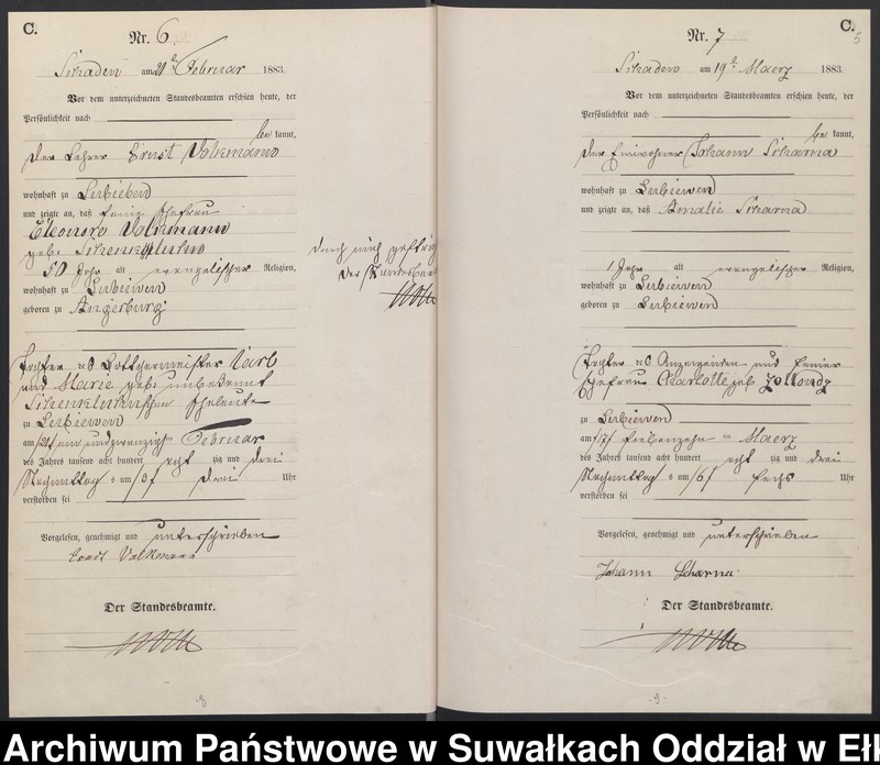 image.from.unit.number "Sterbe-Haupt-Register des Königlich Preussischen Standes-Amtes Schaden Kreis Sensburg"