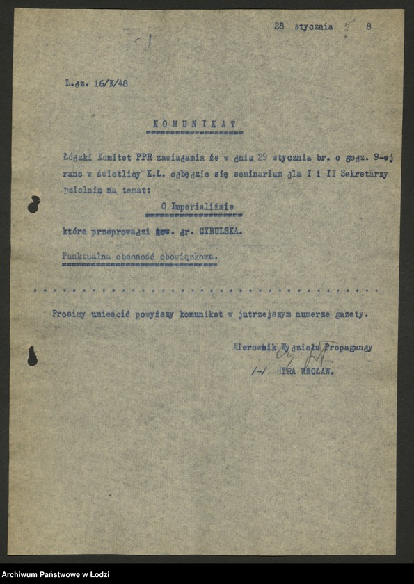 Obraz 16 z jednostki "Komunikaty w sprawie szkolenia międzypartyjnego"