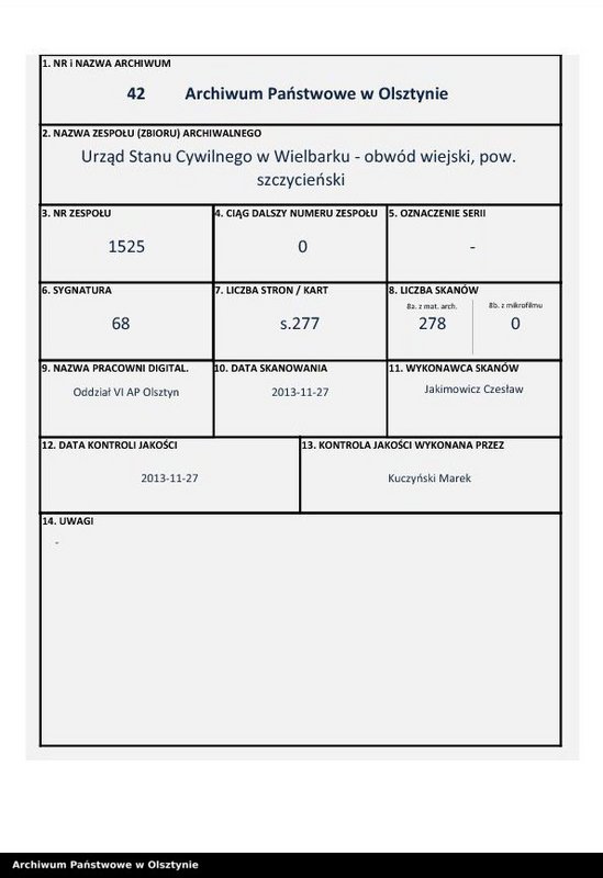 Obraz 1 z jednostki "Geburts-Neben-Register Nr 1 - 276"