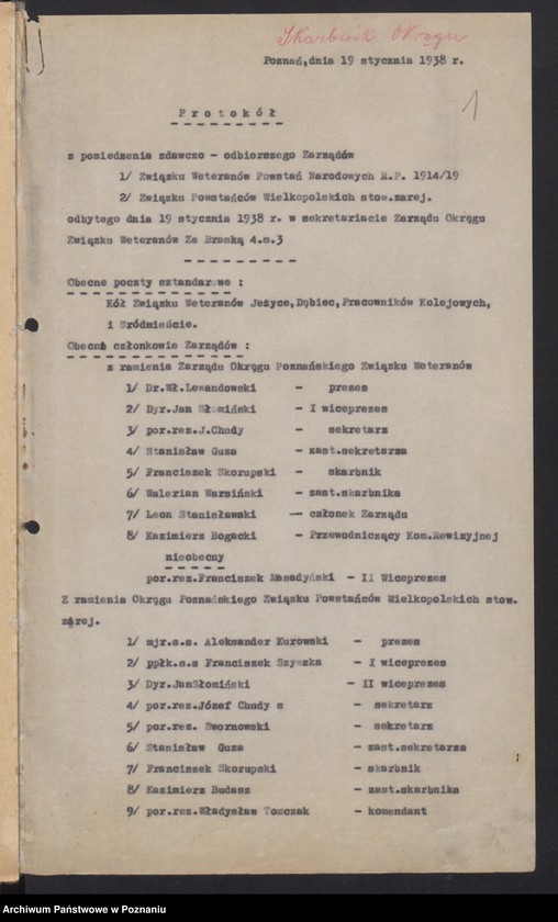 Obraz 4 z jednostki "Protokoły z posiedzeń Zarządu Okręgu Poznańskiego Związku Powstańców Wielkopolskich."