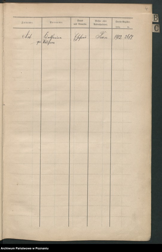 Obraz 7 z jednostki "Spis alfabetyczny zgonów"