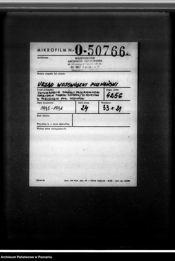 Obraz 2 z jednostki "Zatwierdzenie zakładu przemysłowego /rozbudowa fabryki konserw/ St. Fenrycha w Pudliszkach pow. gostyński"