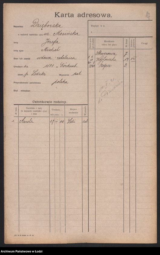 Obraz 19 z jednostki "[Spis ludności Łodzi] Dziewolecki - Dzwonkowski"