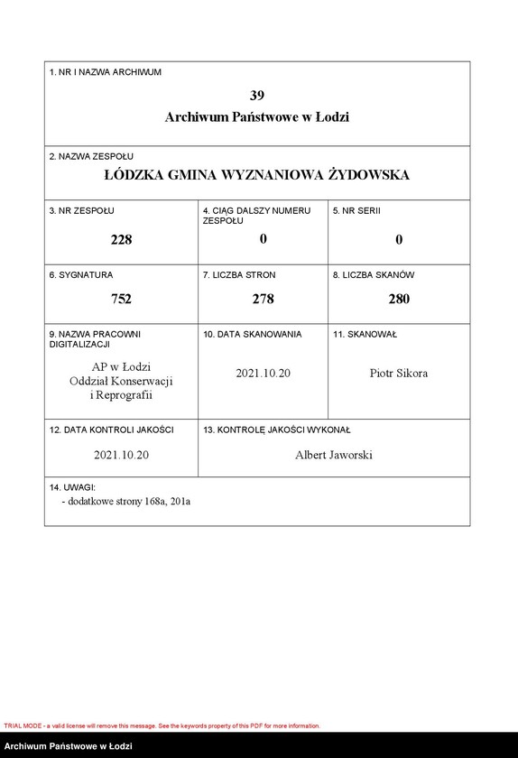 Obraz 1 z jednostki "Kartoteka osób pochowanych na cmentarzu żydowskim przy ulicy Brackiej w latach 1892-1956. Nazwiska na literę Ż"
