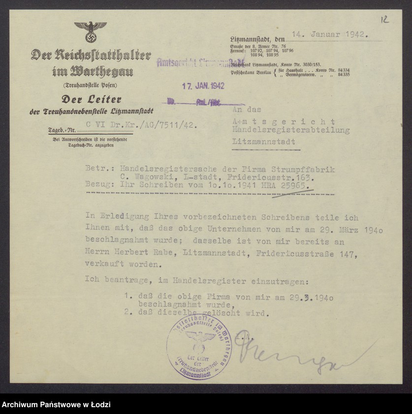 Obraz 14 z jednostki "Calel Wagowski – fabryka pończoch"