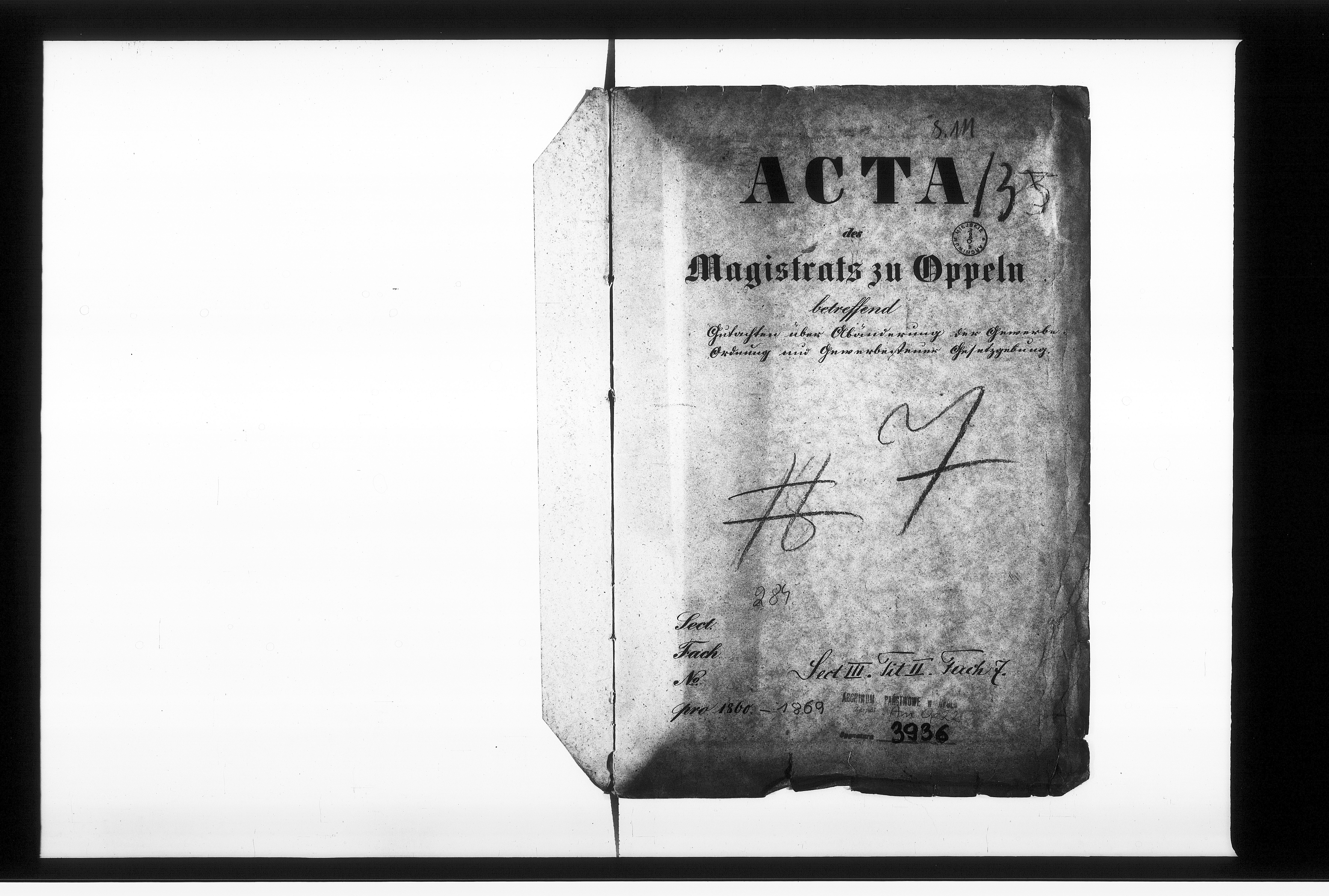 image.from.unit.number "Acta des Magistrats zu Oppeln betreffend Gutachten über Abänderung der Gewerbe-Ordnung und Gewebesteuer Gesetzgebung"