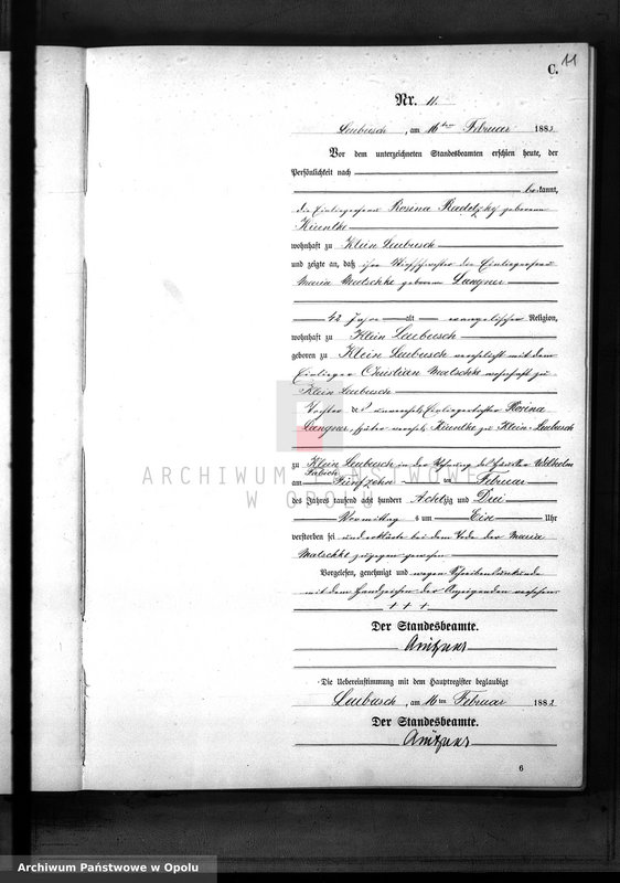 image.from.unit.number "Sterbe-Neben-Register Standes-Amt Leubusch 1883"