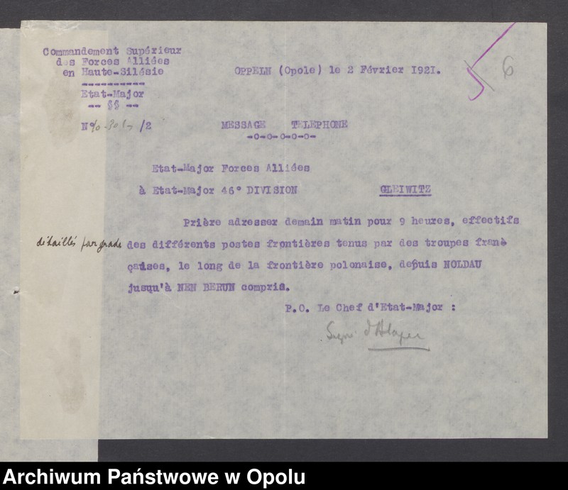 Obraz 8 z jednostki "Sorties /Korespondencja własna wychodząca - pisma, zarządzenia/ 1.02.1921 - 14.04.1921"