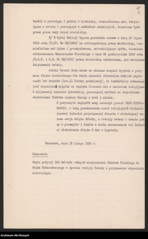 image.from.unit.number "Wyznania niechrześcijańskie (korespondencja w sprawie zachowania świąt żydowskich oraz otwarcia "Bożnicy Krawieckiej" w Pińsku)"