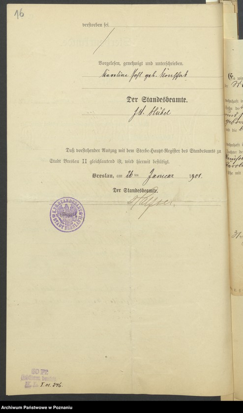Obraz 18 z jednostki "Die von den Verlobten beigebrachten Urkunden zur Eheschliessung pro 1901. Vol IV"