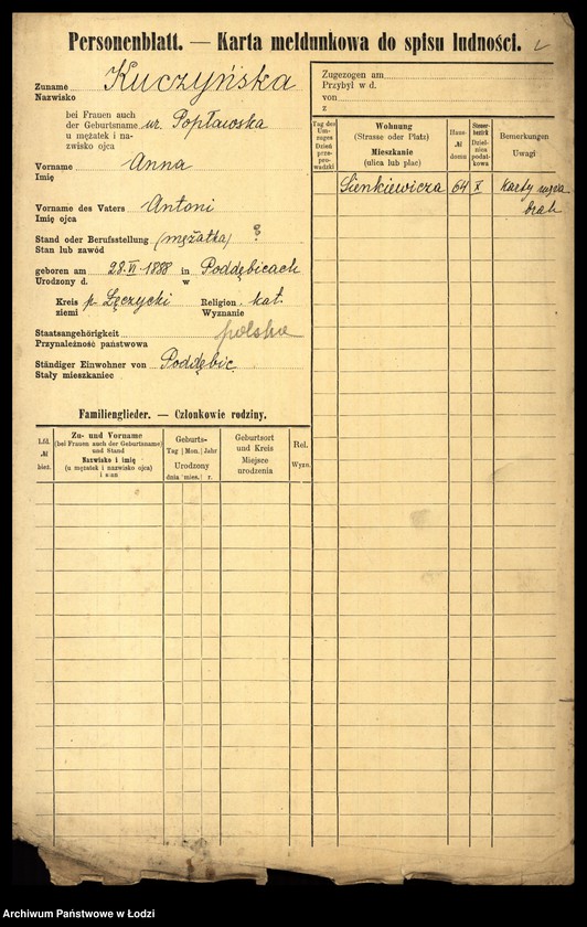 Obraz 4 z jednostki "[Spis ludności Łodzi] Kuczyńska - Kujawiński"