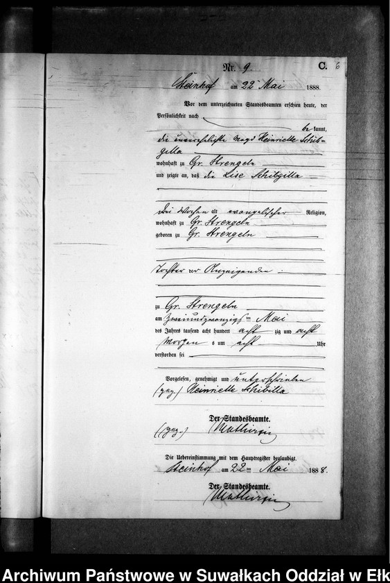 image.from.unit.number "Sterbe-Neben-Register des Preussischen Standes-Amtes Gr. Strengeln Kreis Angerburg"