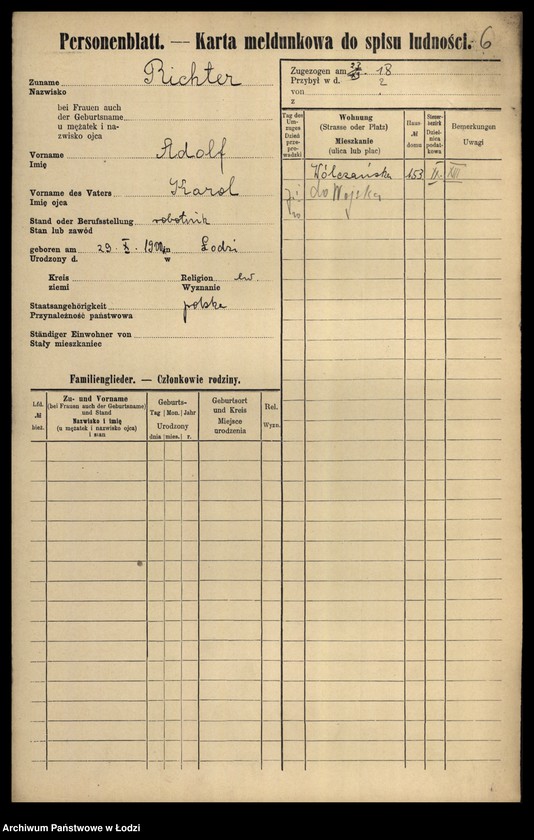 Obraz 8 z jednostki "[Spis ludności Łodzi] Richter"