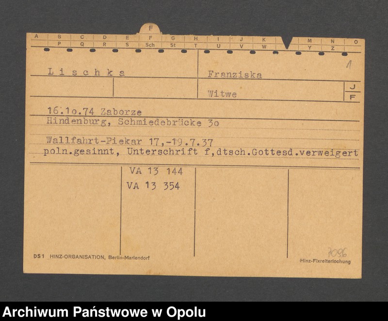 Obraz 3 z jednostki "[Lischka Franziska, ur. 16.10.1874 r. Zaborze]"