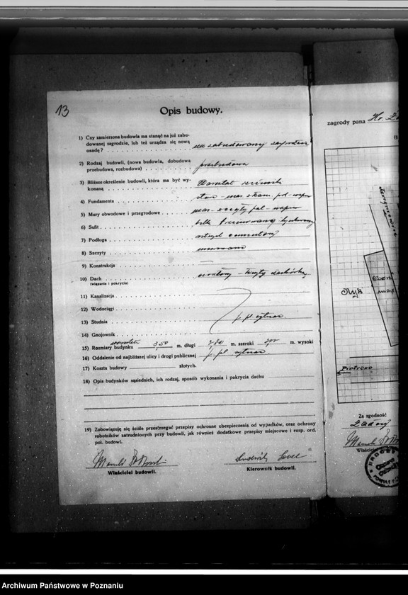 Obraz 17 z jednostki "Zatwierdzenie projektu zakładu przemysłowego nr 523 / rzeźni/ własność Marcelego Żółtowskiego w Zadorach /pow. kościański/"