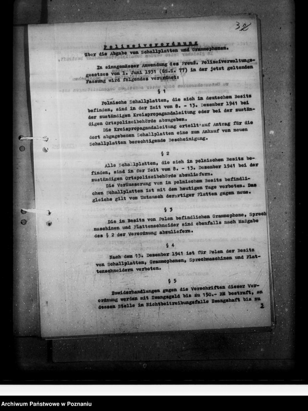 Obraz 7 z jednostki "Polizei verordnung über die Abgabe von Schaltplatten und Gramophonen"