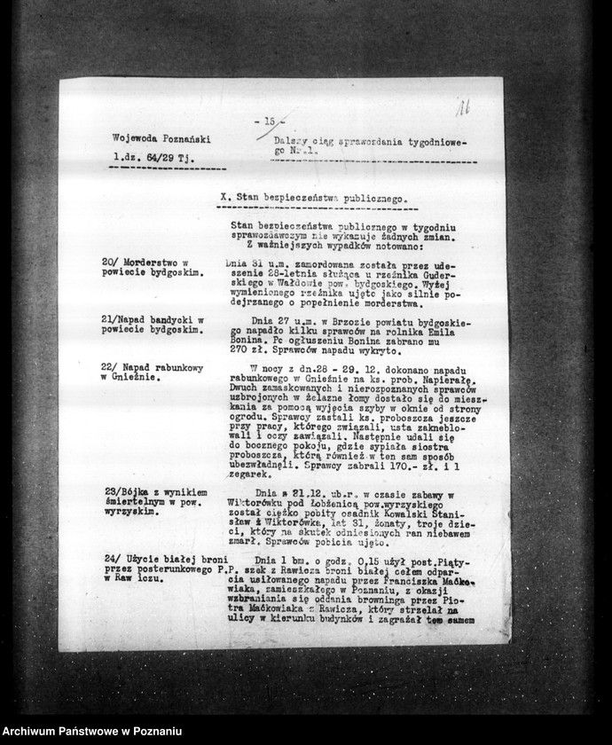 Obraz 20 z jednostki "Sprawozdania sytuacyjne tygodniowe za czas od 28 grudnia 1928 r. do dnia 31 stycznia 1929 r. /nr 1-5/"