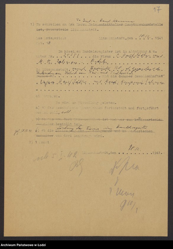 Obraz 19 z jednostki "Osiarz Haufstädter, Moszek Beniamin Zalcman- sprzedaż drzewa budulcowego i stolarskiego"