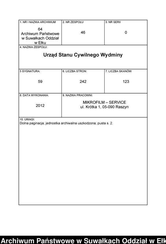 image.from.unit.number "Geburts-Neben-Register des Preussischen Standes-Amtes Widminnen Kreis Loetzen"