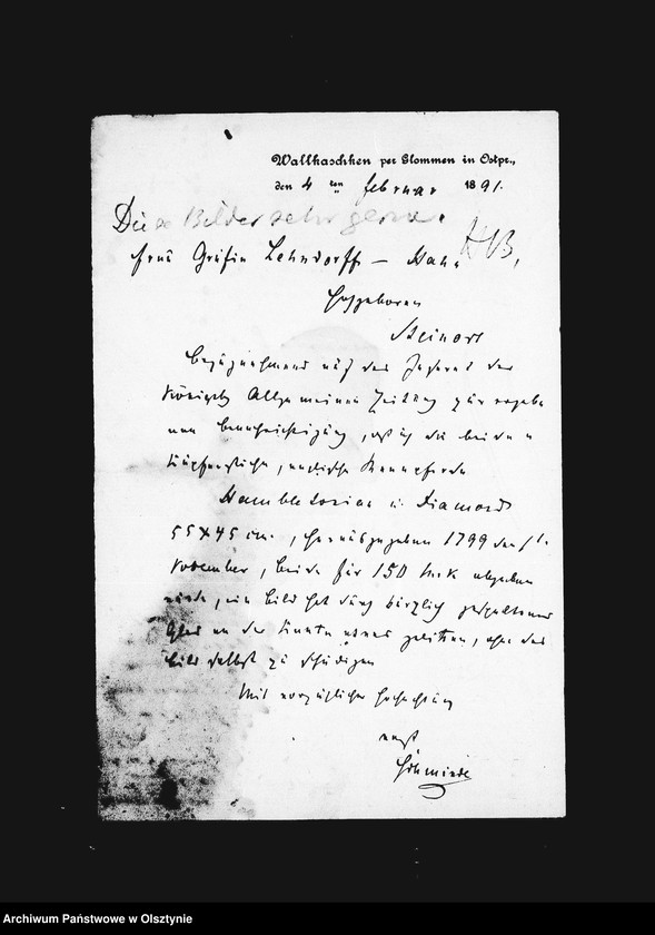 image.from.unit.number "/Entwürfe der Anna Gfin Lehndorff geb. Hahn zu Briefen an den Kaiser, ihren Mann, die Kinder, ihre Brüder Friedrich, Franz u. Max, an die Herzogin, wegen Annies Heirat mit dem Gf. Bniński, 10 Briffe an Paula u. a. /"