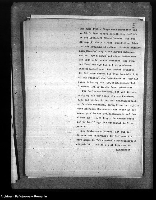 Obraz 9 z jednostki "Wasserstrassendirektion Hannover. Neubauamt für die Kanalisierung der Mitteweser Minden i. W. Staustufe Petershagen. Ausbauverfahren"