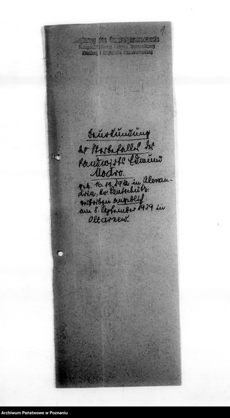 Obraz 5 z jednostki "Beurkundung des Sterbefalles des Landwirts Edmund Modro (Ogrodzona, powiat łęczycki)"