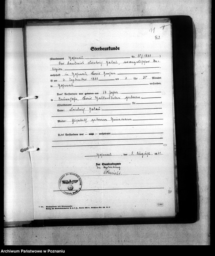 Obraz 15 z jednostki "Kreis Gnesen (Gniezno). Wykazy miejscowych Niemców, którzy zginęli w 1939 roku"