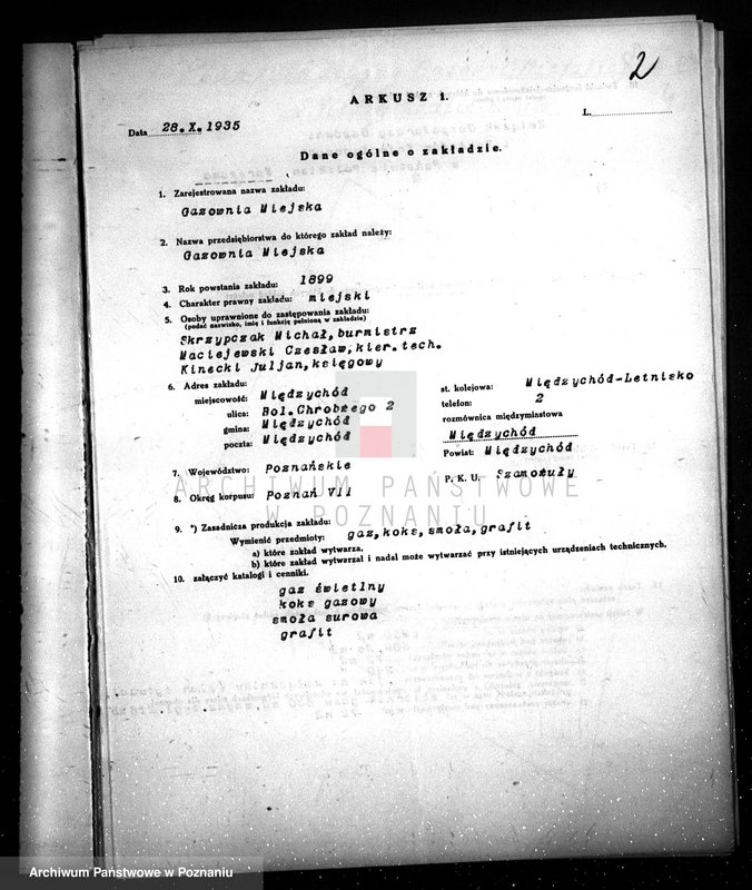 Obraz 6 z jednostki "Gazownia Miejska w Międzychodzie kwestionariusz"