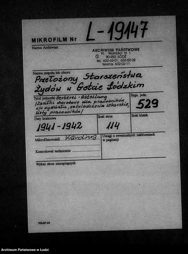 Obraz 2 z jednostki "Gerberei Abteilung [Zasiłki chorobowe dla pracowników wydziału, zaświadczenia lekarskie, listy pracowników]"