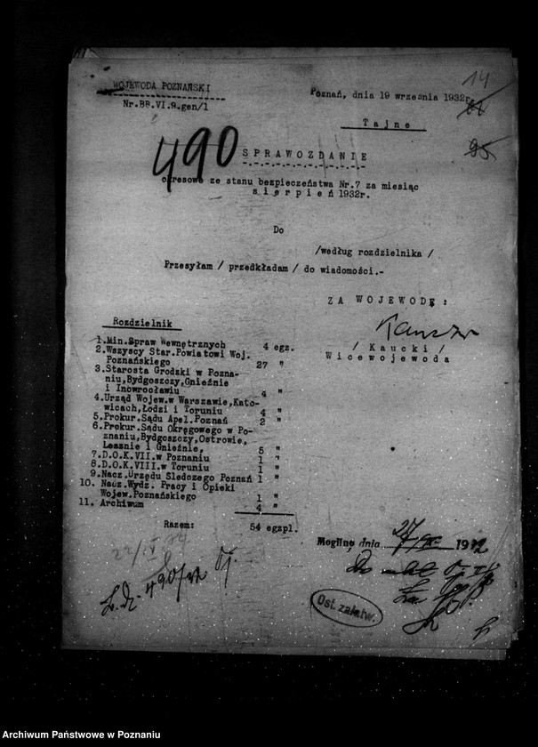 Obraz 18 z jednostki "Sprawozdania okresowe ze stanu bezpieczeństwa za miesiące lipiec-grudzień 1932 r. /nr 7-12/"