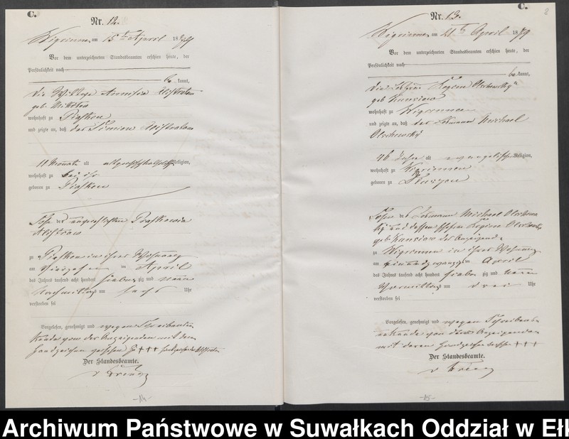 image.from.unit.number "Sterbe-Haupt-Register des Königlich Preussischen Standes-Amtes Guszianka Kreis Sensburg"