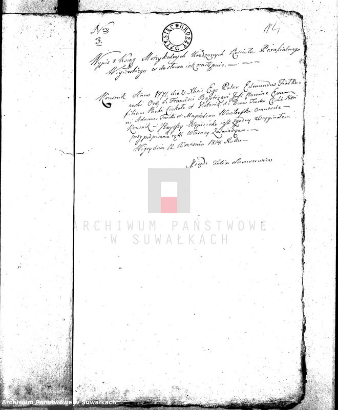 image.from.unit.number "Dowody do Akt Małżeństwa Gminy Wigierskiey od dnia 1 Maja 1814 Roku do dnia ostatniego Grudnia 1815 Roku."