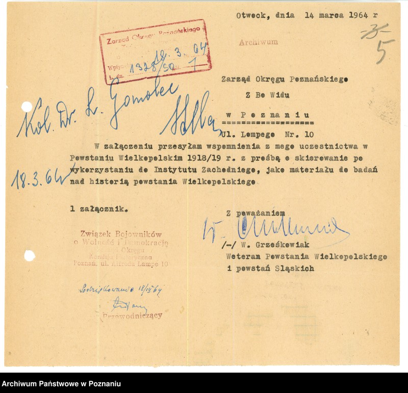 Obraz 17 z jednostki "Relacje i wspomnienia dotyczące powstania wielkopolskiego: 1. Poznań, część ll /autorzy relacji od G - M/."