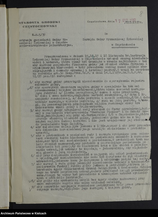 image.from.unit.number "[Sprawy gmin wyznaniowych żydowskich powiat Częstochowa]"