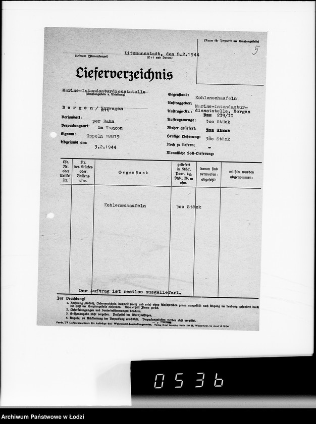 Obraz 9 z jednostki "Kriegsauftrag B N 239/11 Geräte u.Verbrauchsmitteln"