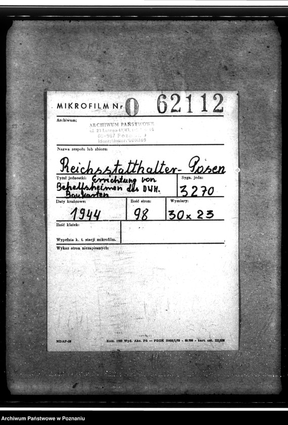 Obraz 2 z jednostki "Errichtung von Behelfsheimen des DWH. Baukarten"