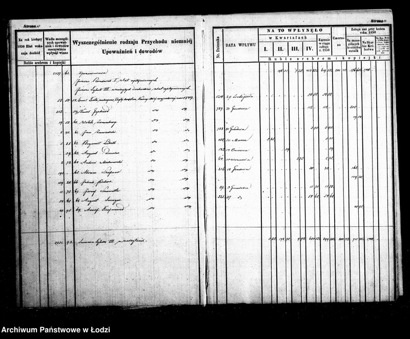 Obraz 10 z jednostki "Manuał przychodu i wydatku - regestr funduszów przechodnich, regestr forszusów i zaległości kasy m. Łodzi na r. 1850"
