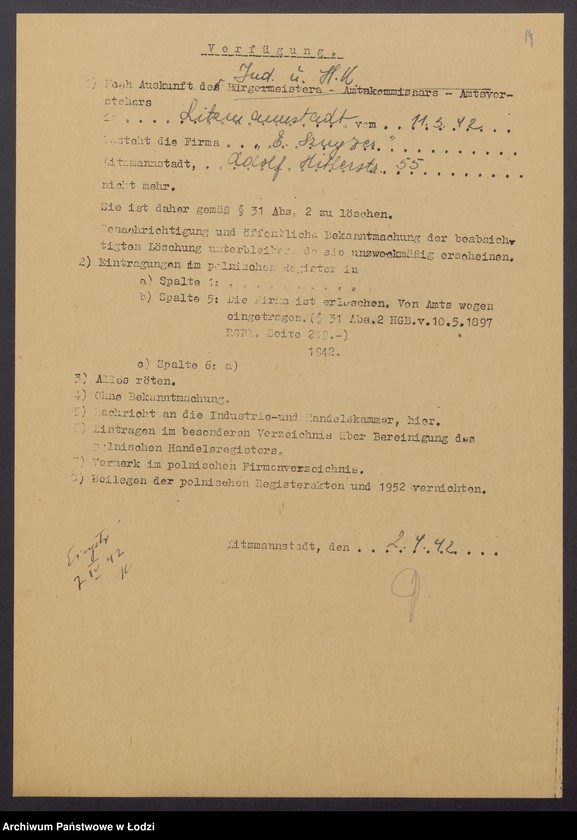 Obraz 16 z jednostki "Estera Sznycer – wyrób i sprzedaż towarów włokienniczych"