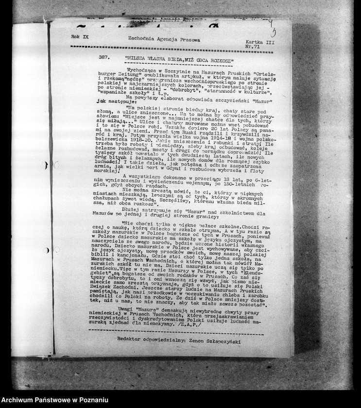 Obraz 6 z jednostki "Biuletyny Zachodniej Agencji Prasowej i Prasowej Agencji Młodych Obozu Zjednoczenia Narodowego"