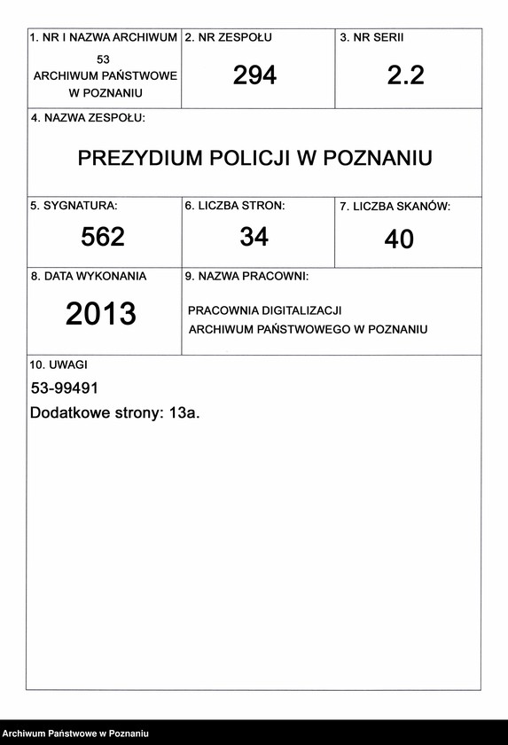 Obraz 1 z jednostki "A. betr. die Auskunft über Ausländer Lit. A"