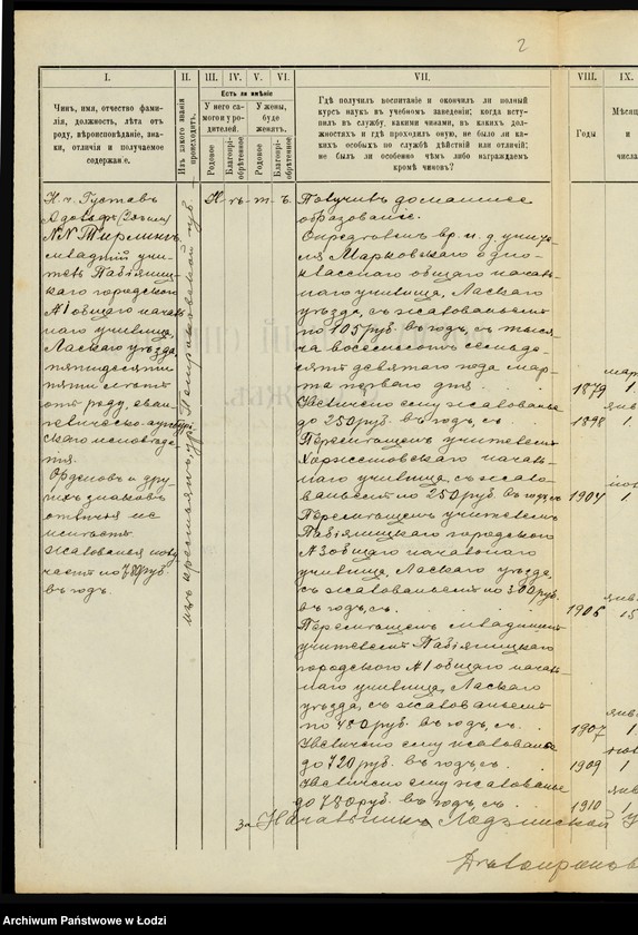 Obraz 4 z jednostki "Akta personalne Tirlinga Gustawa nauczyciela szkoły elementarnej nr 1 w Pabianicach, powiat łaski"