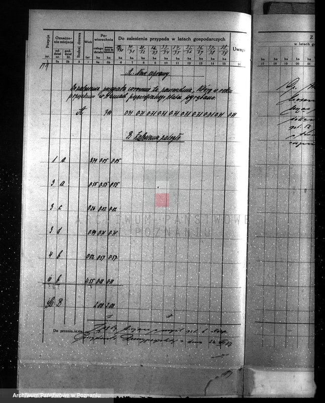 image.from.unit.number "Plan urządzenia gospodarstwa leśnego dla lasu majętności Przyborówko powiat szamotulski 1929-1939"