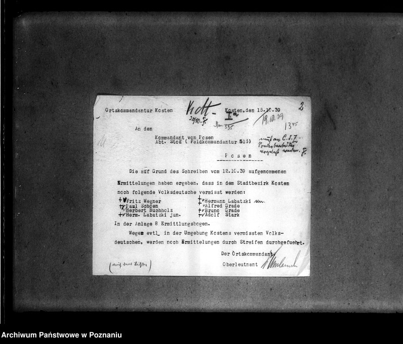 Obraz 6 z jednostki "Amtliche Meldungen Kreis Kosten (Kościan)"