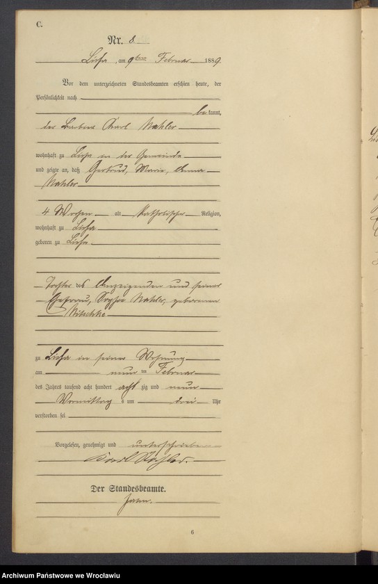 image.from.unit.number "Księga zgonów Leśnica (Deutsch Lissa) 1889"