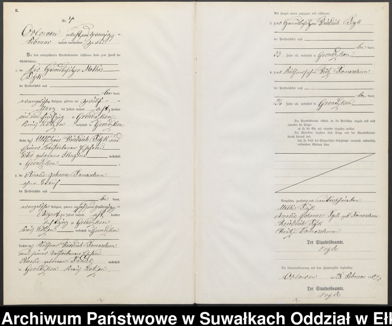 image.from.unit.number "Heiraths-Neben-Register des Preussischen Standes-Amtes Orlowen Kreis Lötzen"